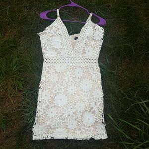 💖HP💖 Lac Bleu lace, Deep "V" mini dress